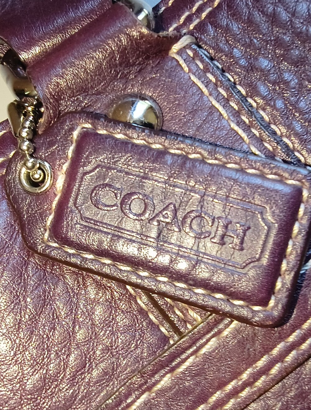 Vintage Coach Purple Leather Tote Bag with Double Top… - Gem